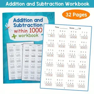 32 Page Math Workbook for Kids Up to 1000, Fun Addition and Subtraction Activities, Perfect for Early Math Skills Learning