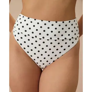 The White Polka Dot High Waist Bikini Bottom, Bikini Outfits, Tummy Control Swimwear