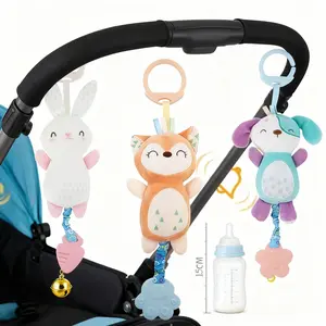 Stroller Wind Chime Plush Rattle Doll, Cute, Safe Seat Compatible, Multiple Styles, Random Color Accessories, Fixed Doll Color, Rabbit