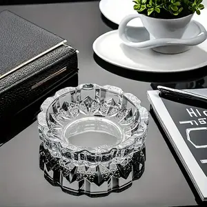 Modern Glass Ashtray with Reticulated Design, Portable & Decorative for Home Office, Indoor Outdoor Use, Perfect Gift for Father's Day