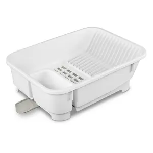 Sink Set Space-efficient Self-Draining with Retractable Spout Dish Drainer & Drainboard 14 Plate Holders BPA-free Dishwasher Safe