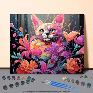 Cat Pattern DIY Painting By Numbers Kit, 1 Set Colorful Painting By Numbers Kit without Frame, DIY Wall Art Painting for Home Decor