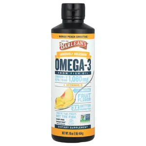 Barlean's Seriously Delicious®, Omega-3 From Fish Oil + Vitamin D, Mango Peach Smoothie, 16 oz (454 g)