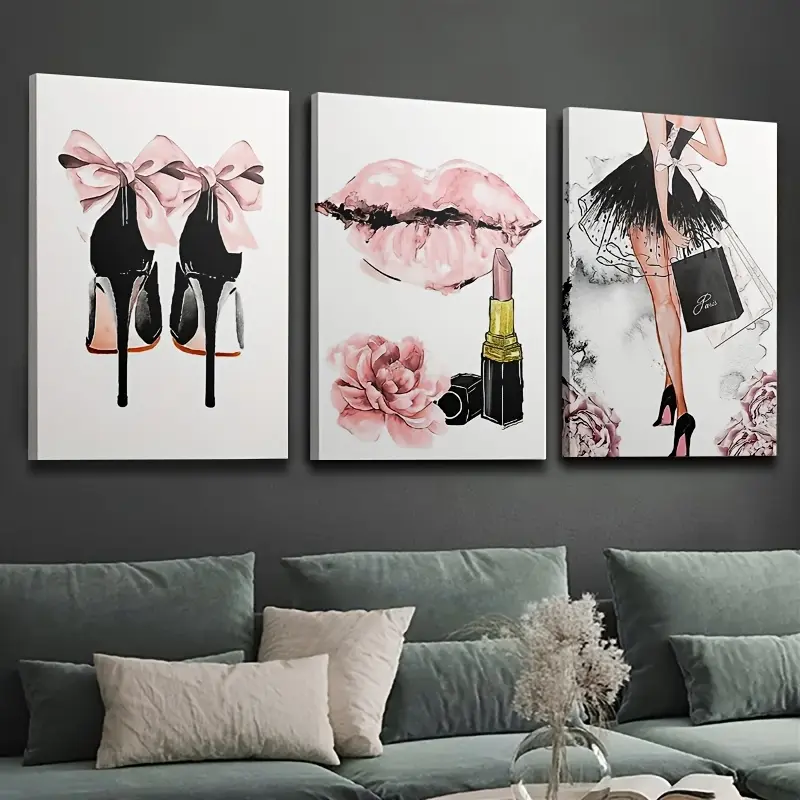 3-Piece Glossy Framed Light Artistic Photo Wall Decor - Minimalistic, Waterproof, Ready-to-Hang Modern Home Supplies for Living Room, Wardrobe - Box-Packaged Ideal Gift for Home Enthusiasts (4th of July, Father's Day, Juneteenth, Military Gifting Options)