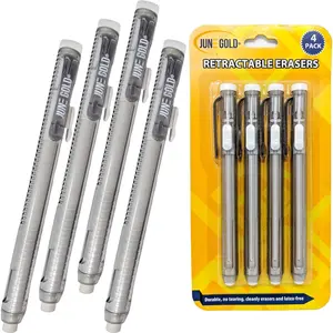 4 Pack of Retractable Mechanical Pen Erasers - Latex-Free, White Vinyl, & Precision Erasing