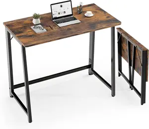 Small Space Folding Desk 31.5 Inch, Compact Foldable Computer Table, Narrow Home Office Workstation for Apartment, Dorm & Bedroom