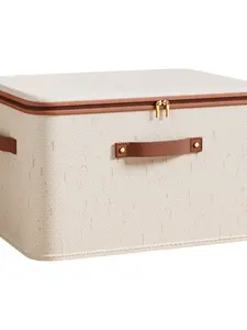 Large Capacity Foldable Linen Storage Box, Underbed Storage Box Organizer Basket, Modern Folding Lid Design, Saves Space in Bedroom, Dorm, Closet, Collapsible Storage Organizer