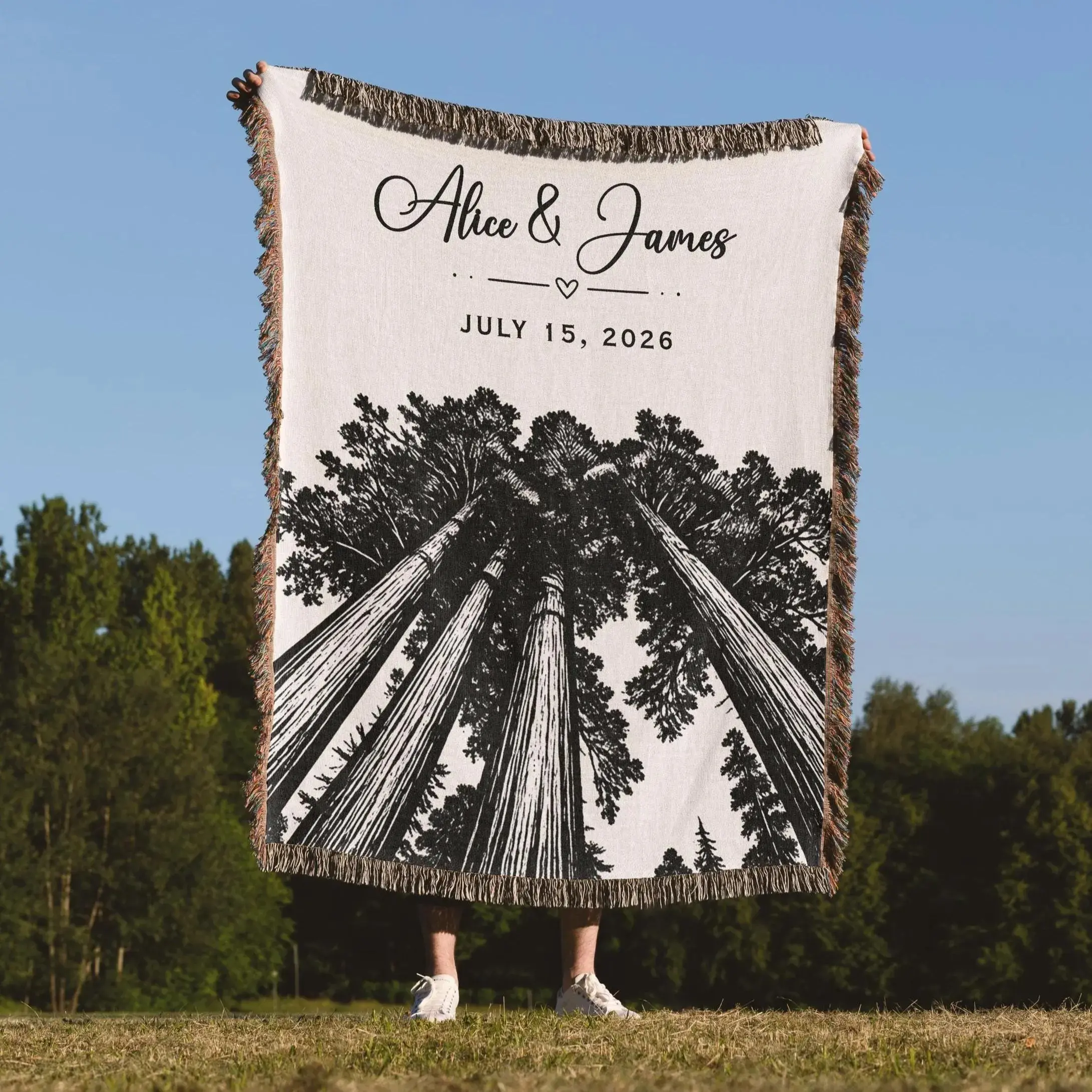 National Park Wedding Blanket Personalized Couple Gift Forest Wedding Keepsake Adventure Anniversary Gift Outdoor Marriage Throw Hiking Gift