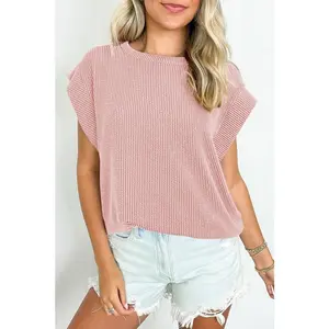 EG fashion Viscose Twisted Ribbed Textured Solid T Shirt