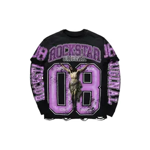 Fields Black/Purple Double Layer Long Sleeve Graphic T-Shirt