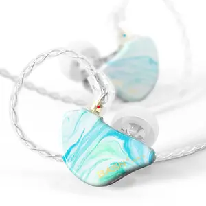 BASN MMCX in Ear Monitor Headphones,Triple Driver IEM in-Ear Earphone for Musician Drummer, Noise-Isolation HiFi Stereo Earbuds with Two Detachable Cables Headset Audio Electronic wired earphones,earbuds Bluish White