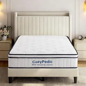 10 Inch Queen Size Medium Firm Mattress, Memory Foam with Pocket Springs for Back Pain Relief & Pressure Relief, Cooling Antibacterial Cover, CertiPUR-US Certified, White