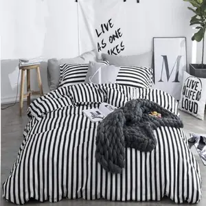 Striped Queen Comforter 3Pcs Black and White Comforter Sets Farmhouse Comforter Queen with 2 x Pillow Cases