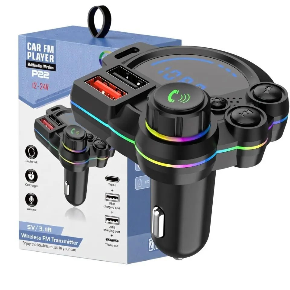 Bluetooth FM Transmitter for Car with Type C Charger, PD 20W Fast Charging Adapter, QC3.0 USB Car Charger, BT 5.3 Wireless Music Receiver & Hands-Free Call Device