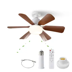 Remote Control Fan Light Strip, Small Ceiling Fan with Lamp, Adjustable 3 Color LED Bulb Fan, Easy Install Twist-In E27 Base