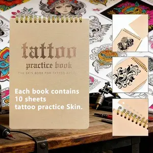 Tattoo Practice Skin Diary Book - 10 Sheets Per Book, 1mm Thick Tattoo Practice Skin Set, Tattoo Practice Kit. Beginner Tattoo Practice Skin, Double-Sided Fake Skin Pad, Suitable for Both Novice and Experienced Tattoo Artists
