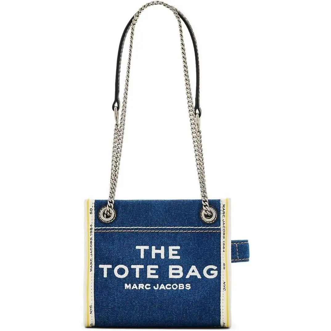 Marc Jacobs The Denim Chain Crossbody Tote Bag - Dark Wash 2F4HCR016H05-473, Dust Bag Included, 1 Internal Zip Pocket, One Size, Fashionable Bags