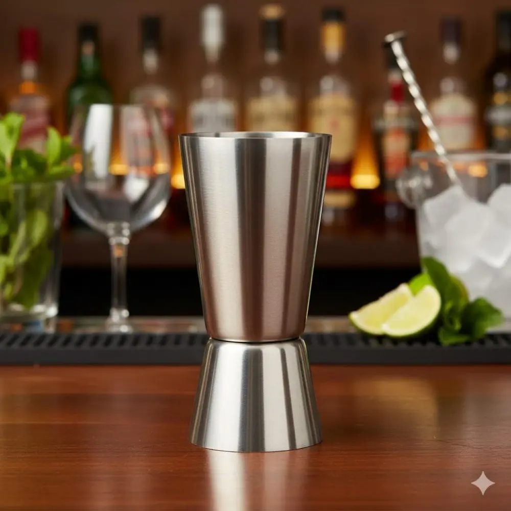 Professional Dual-Sided Stainless Steel Jigger with Precise Measuring Scales for Cocktail & Spirit Mixing | Anti-Corrosion Bar Tool for Home and Professional Use | Essential Bartending Accessory for Accurate Pouring