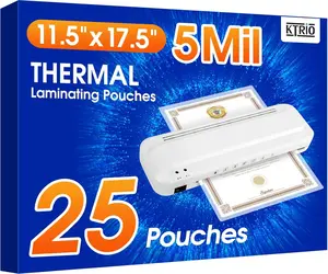 KTRIO 25 Pack Laminating Sheets, Hold 11 X 17 Inches Sheet, 5 Mil Thermal Laminating Pouches, 11.5 X 17.5” Laminate Sheets for Laminator, Clear Lamination Sheet Paper, Office School Home Supplies