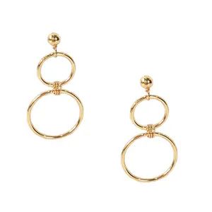 Jewelry Collection Interlocking Hoop Drop Earrings, Gold