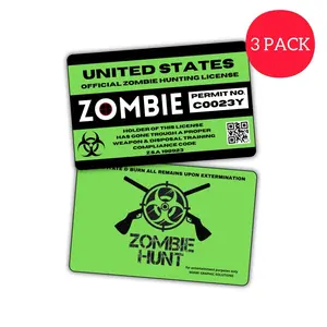 Official Zombie Hunting License ID (3 Pack)