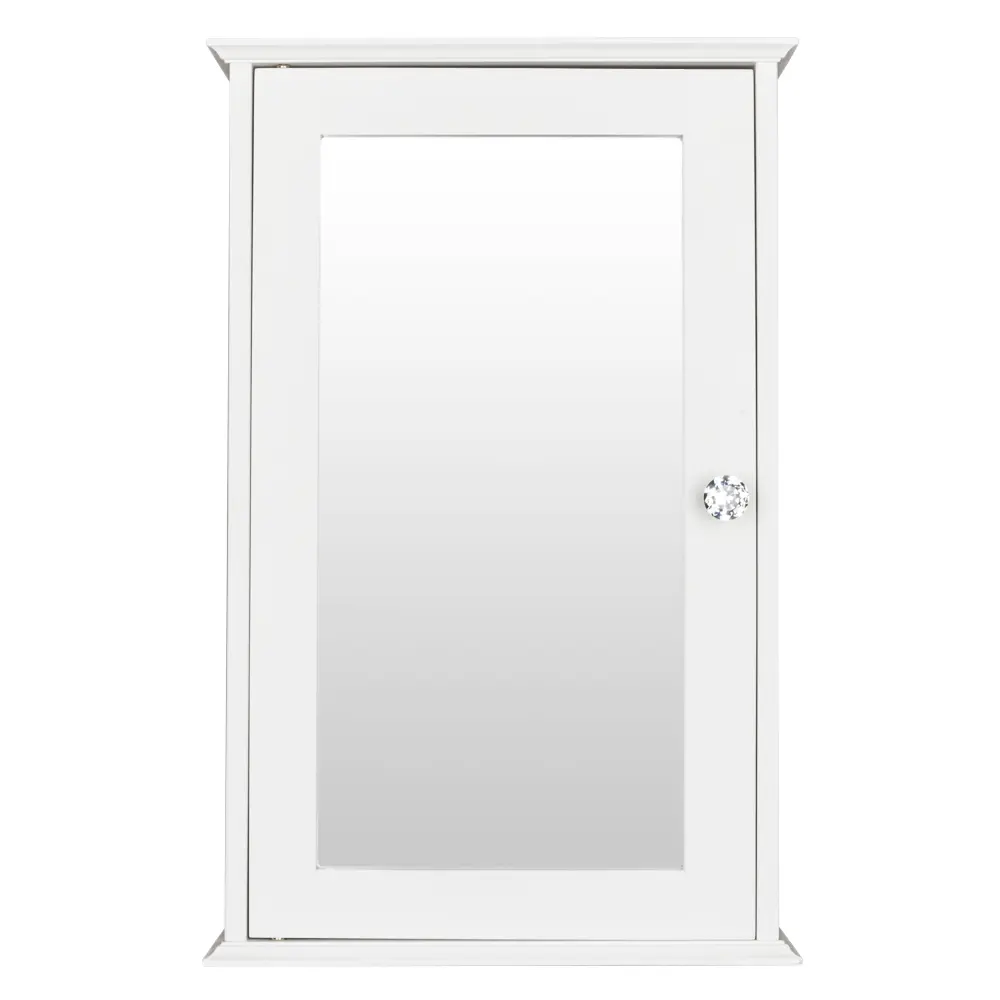 Karl Home White Single Door Mirror Cabinet - Indoor Bathroom-Ready Wall-Mounted Mirror+Storage Unit with Secure Door Lock, Smallspace Fit, Shelf Keeps Toiletries Tidy