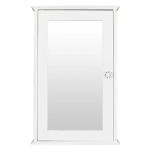 Karl Home White Single Door Mirror Cabinet – Indoor Bathroom Wall-Mounted Storage Shelf