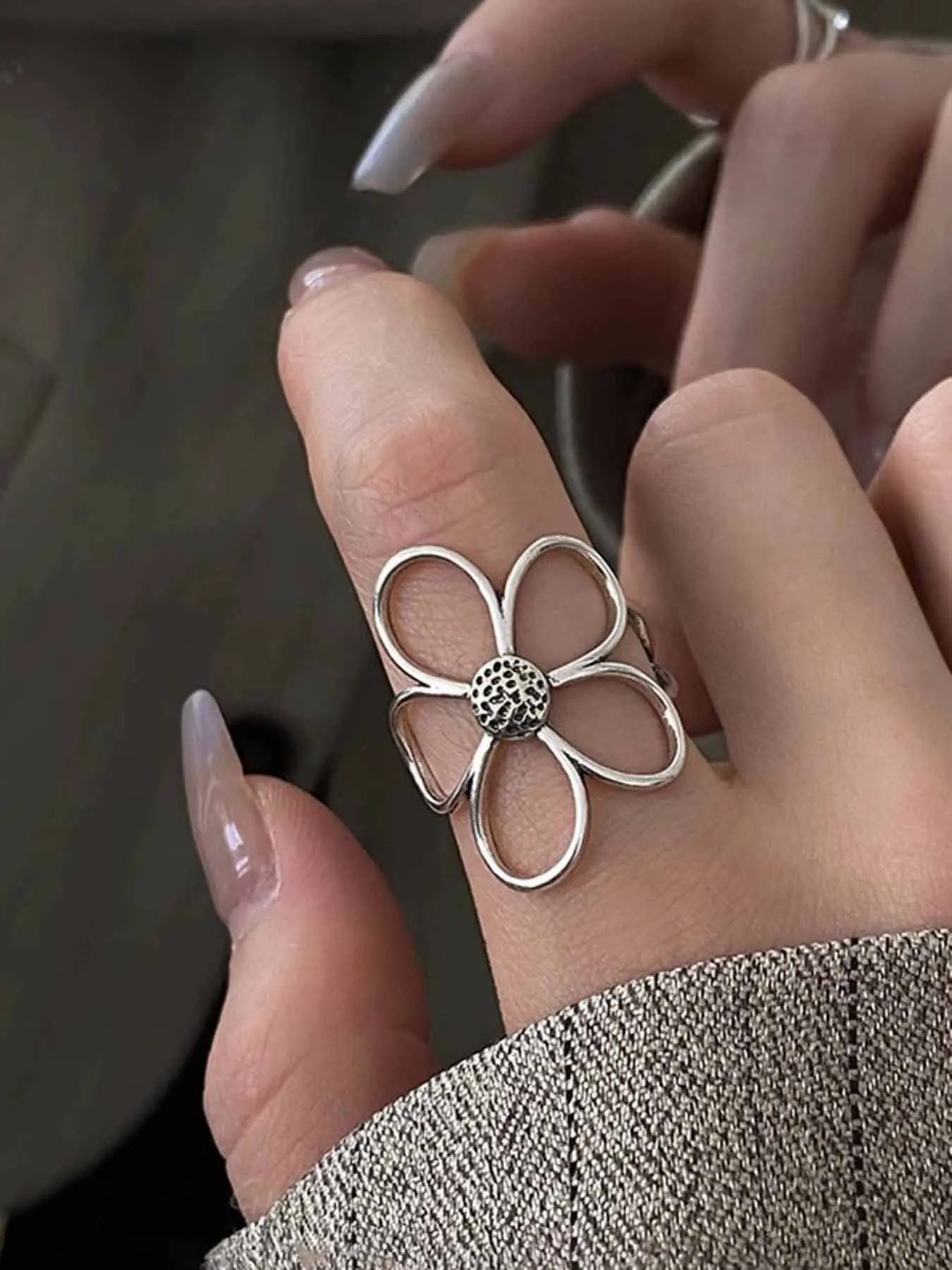 Women's Floral Design Open Rose Flower Ring, Casual Alloy Jewelry for Daily Wear, Perfect Holiday Gift, All Seasons Accessory