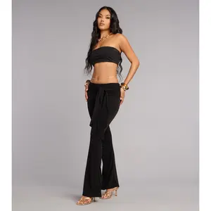 Low Effort Tie Waist Flare Pants