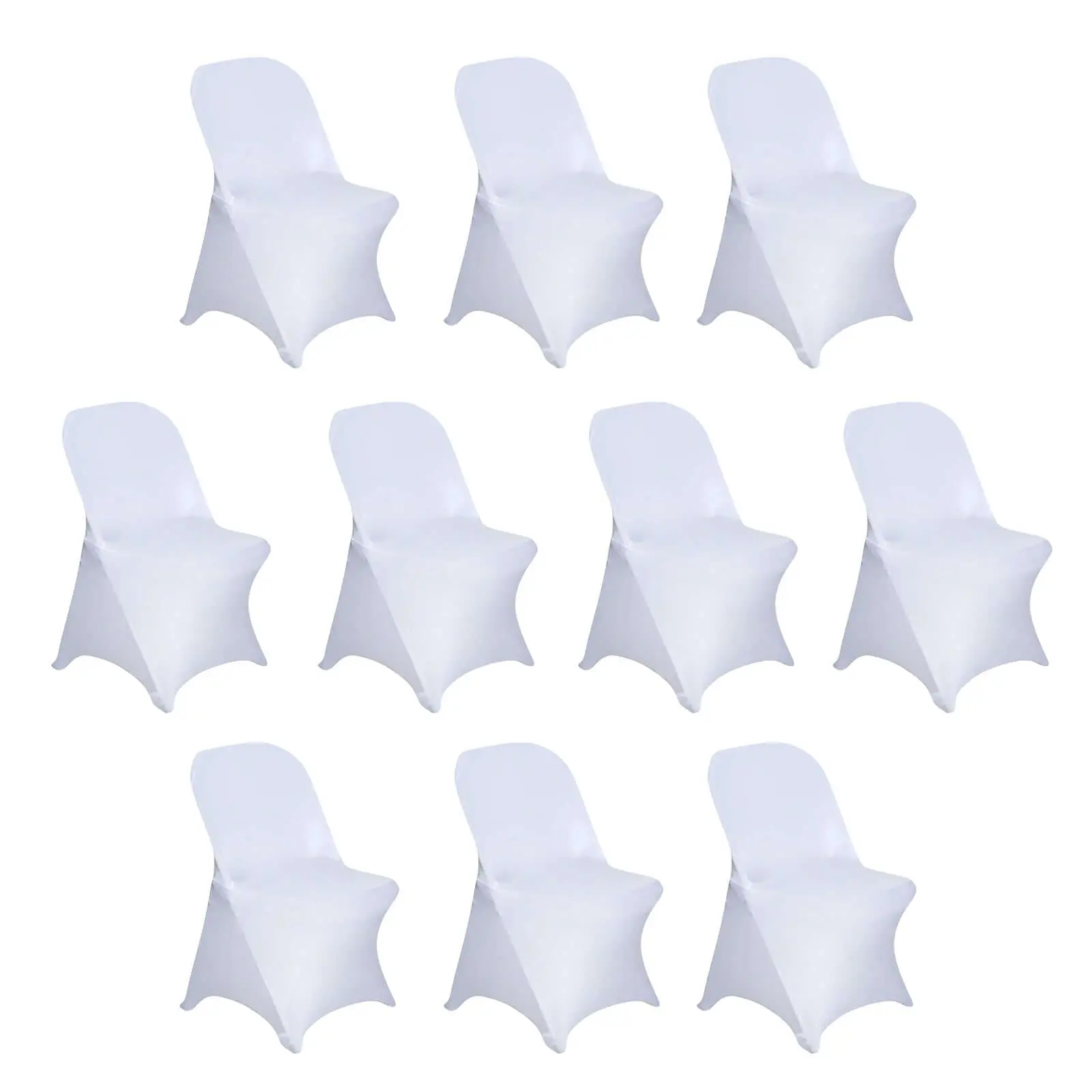 10-Pack White Soft Stretch Spandex Chair Covers Set, 160GSM Durable Washable Slipcovers, Snug Stylish Fit for Standard Folding & Dining Chairs, Ideal for Wedding Party Decorations