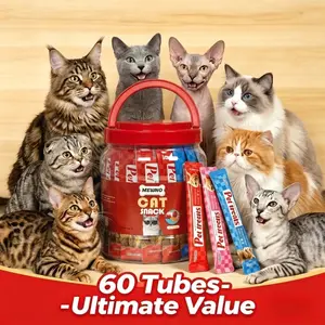 MEWNO Lickable Cat Treats - 60 Ct Puree, Hydrating Wet Topper, TikTokshop Spring Glowup, High Moisture No Grain, Tuna/Chicken/Salmon, Indoor Cats/Kittens/Seniors, Easy to Feed, Skin & Coat, Hydration, 2026 New, Safe Natural Supplements