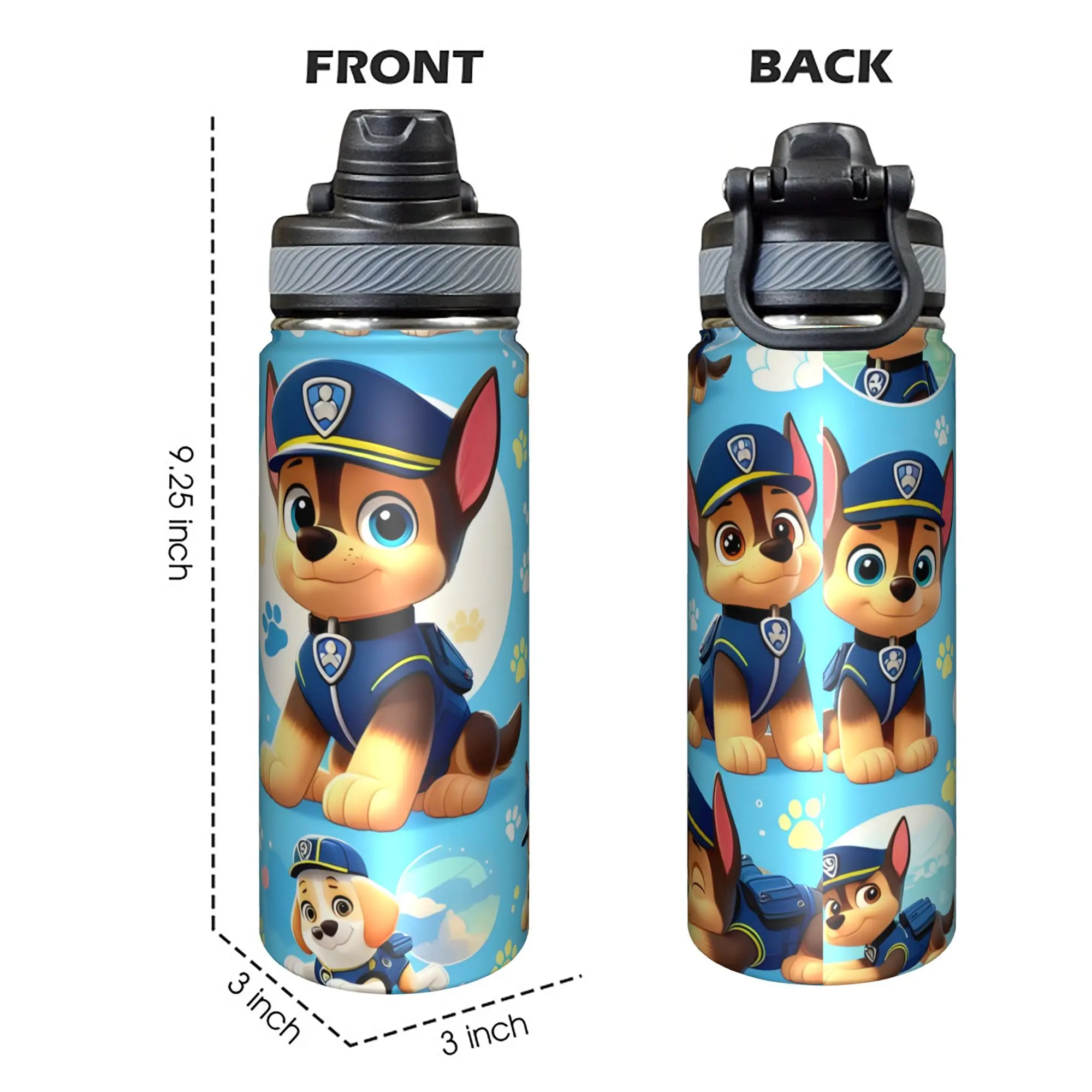 Paw Patrol 18oz Stainless Steel Vacuum Flask Tumbler - Vacuum Technology Water Bottle, Portable Heat-Resistant Insulated Drinkware for Hot & Cold Drinks, Durable Outdoor Gift for Fans