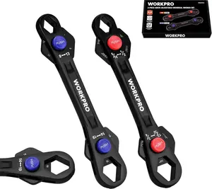 WORKPRO 12-in-1 Universal Adjustable Wrench Set – Cr-Mo Steel Multi-Position Wrenches for DIY & Workshop