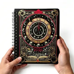 2026 Magic Clock Moon Phase Weekly Planner Notebook, Gothic Vintage Academic Planner Journal, Daily Organizer Diary for Mystery Enthusiasts, Ideal Christmas Gift