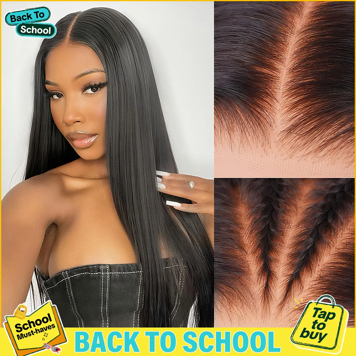 BGMgirl Hair Straight Pre-Bleached Pre Plucked Pre Cut 7*5 & 9*6 HD Lace Wear Go 180% Density Glueless Closure Wig Human Hair Frontal Wig summer outfits back to school