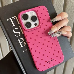 Fashionable and creative red polka dot design pattern, large-hole imitation leather texture, suitable for Apple 17 16 15 14 13 12 11 mobile phone case, a gift for friends, family and yourself.