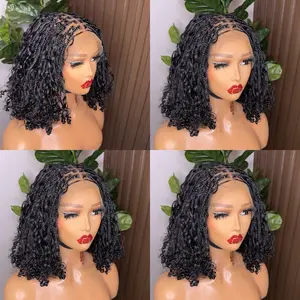 Human Hair Short Boho Style - Elegant Dark Color with Side Part and Side Bangs, Perfect for Casual Outings and Stylish Look