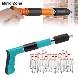 Manual Mini Steel Nail Gun with 100 Nails,5 Gears Power Adjustment,Integrated Air Nailer for Concrete & Woodworking.