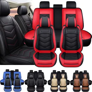 Fits for Toyota Tacoma Seat Covers 2005-2026 2023 2024 2025 Pickup Trucks, Arespark Premium Leather Car Seat Cover Full Set Airbag Compatible Car Front & Rear Cushions (5-Seat Full Set/Black-Red)