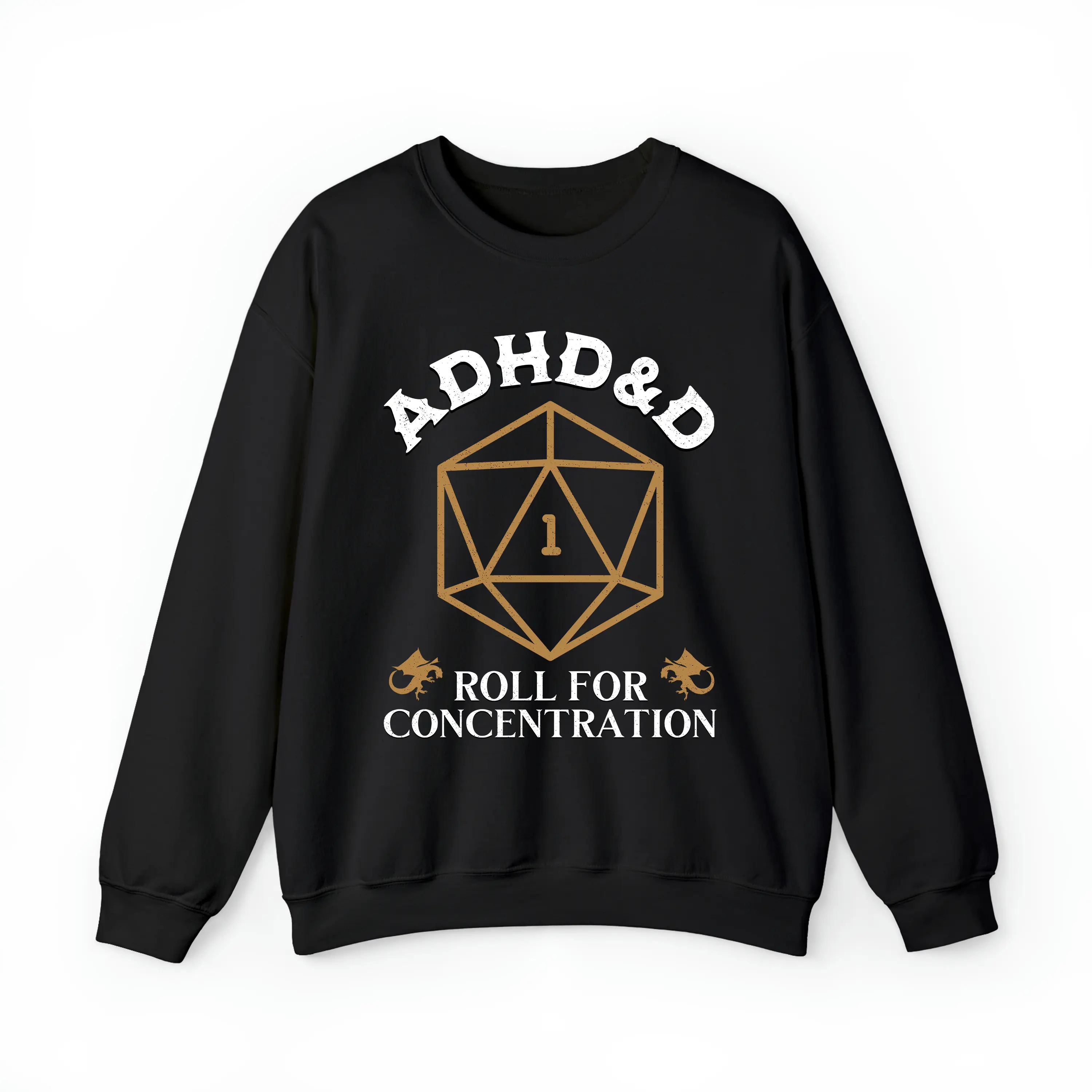 ADHD&D Roll for Concentration Sweatshirt, ADHD Unisex Tee DnD Shirt, Dungeons and Dragons Dnd Tee shirt, DnD Vintage Crewneck, Dungeons and Dragons Dnd Sweatshirt Hoodie, RPG Gift