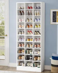 Tribesigns Freestanding Shoe Organizer with 30 Cubbies for Closet Cabinet Rack  , Shoe rack organizer Wood hanging closetorganizer Hangable Wooden