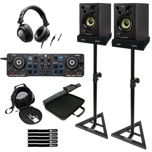 Hercules DJStarter Kit - Controller, Speakers, & Headphones with Stands & Case Package