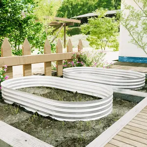 Outdoor Galvanized Metal Raised Garden Bed Planter Box for Cultivating Vegetables, Flowers, Herbs and Fruits with Ventilation Holes Yard Resistant Corrosion