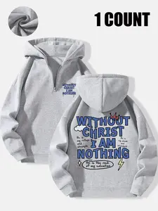 Men's Half-Zip Hoodie, Casual Loose-Fit Hooded Sweatshirt, Half Zip Pullover, Perfect for Daily Wear, Comfortable Fabric, Ideal for Fall & Winter Seasons