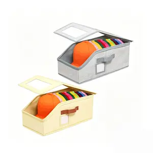 Stackable Hat Storage Box for Baseball Caps Holds 24 Hats Durable Cardboard Organizer Classic Style for Wardrobe Closet Easy To See Grab Clear PVC Window Dual Metal Zippers