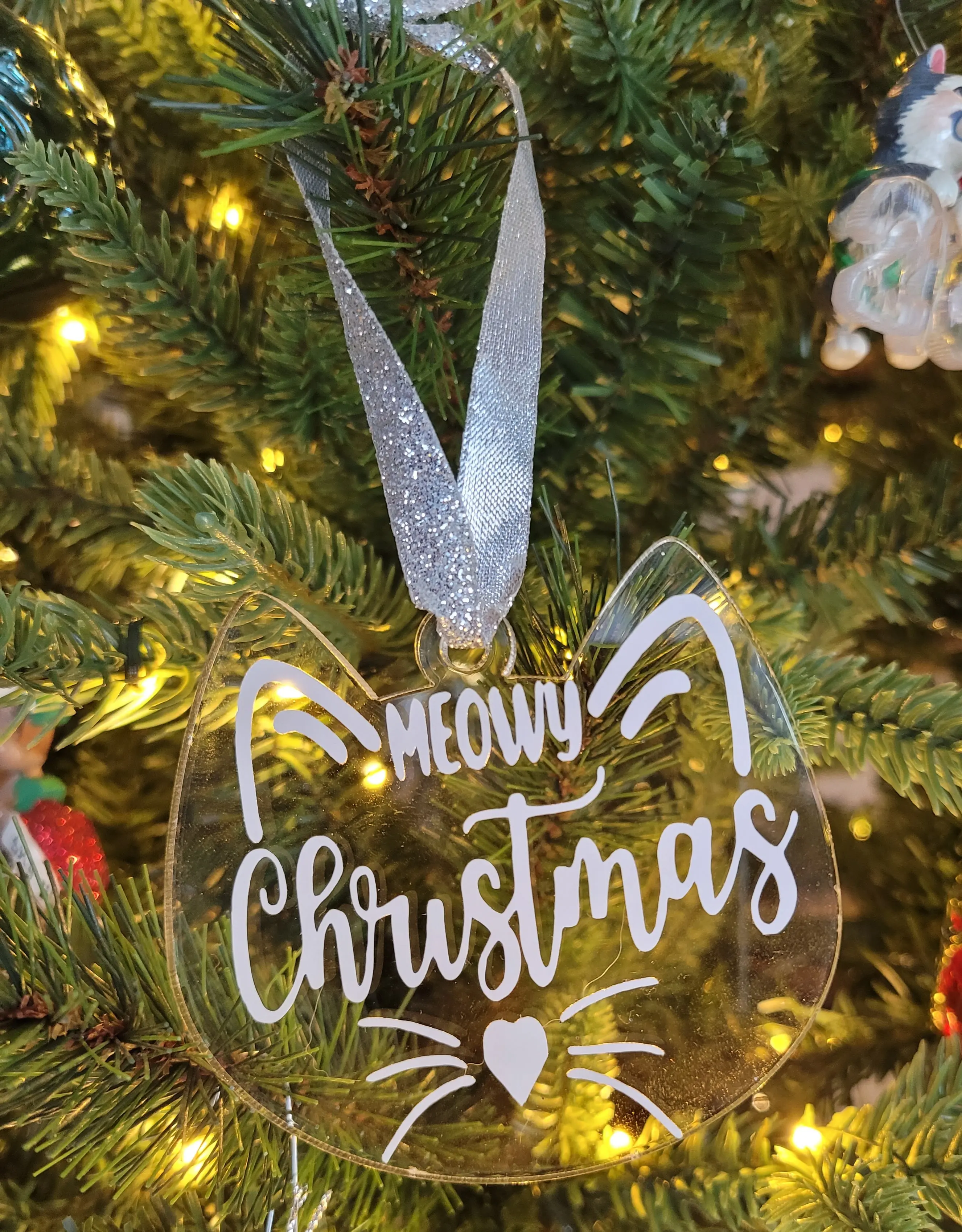 Personalized Acrylic Cat Face Ornament