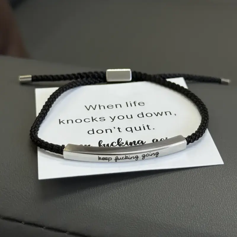 Casual Cuff Bracelet with 'Keep Going' Text Engraved, Unisex Inspirational Motivation Jewelry - Birthday, Christmas Gift for Best Friends, Students, Bracelet Design, Bangle, Encourages Continuous Effort, Graduation, Keep Fvcking Going, One-Piece