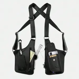 Double Shoulder Armpit Bag, Anti-Theft Hidden Underarm Strap Wallet Pocket Holster Phone Leisure Double Shoulder Pouchadjustable underarm backpack