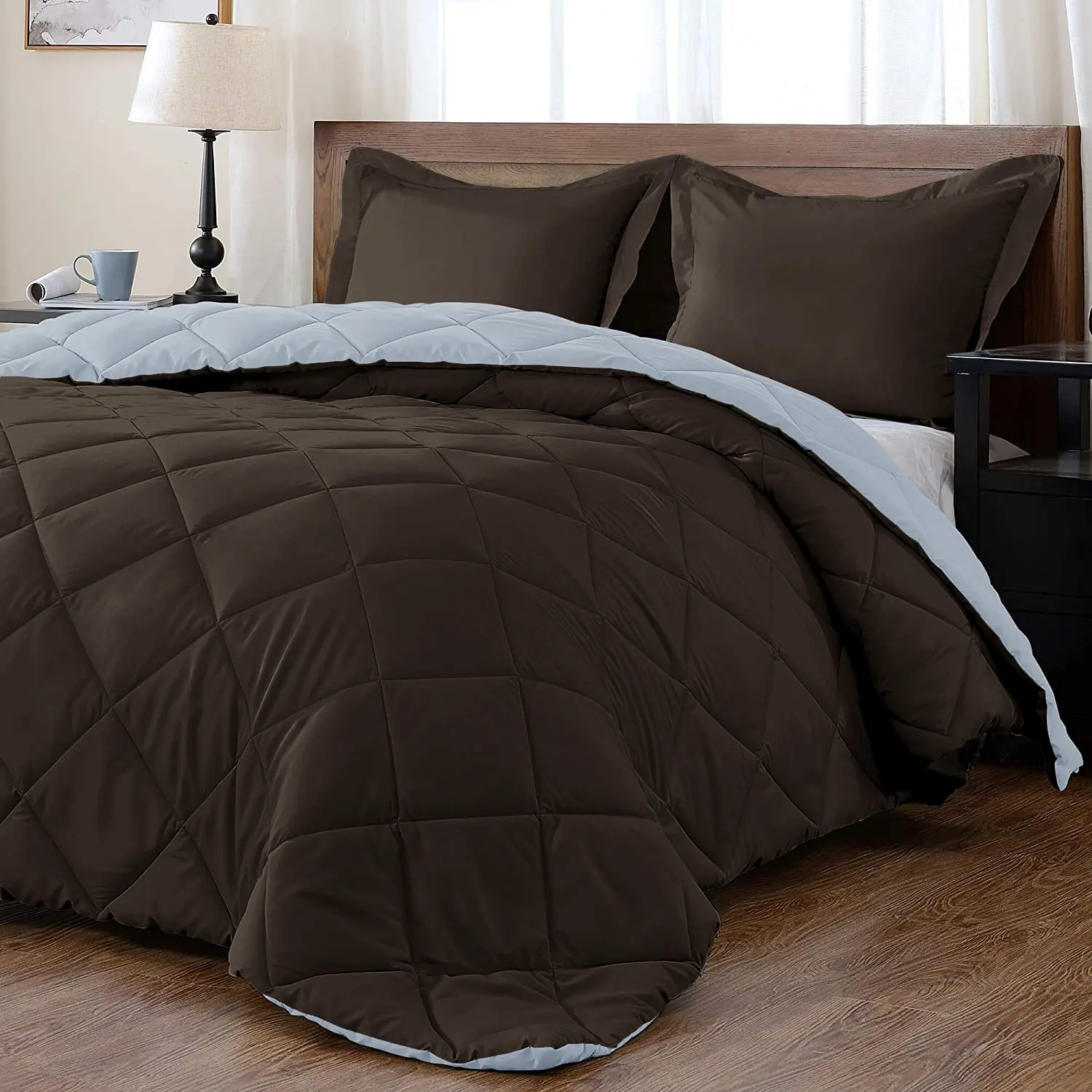 【Deals For You Days】Downluxe 3 PCS Reversible Comforter Set, Ultra Soft Multi-color Bedding Ultra-Soft Elegant Design,  Machine Washable, Soft And Breathable Twin Queen King size