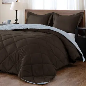 【Summervibes】Downluxe 3 PCS Reversible Comforter Set, Ultra Soft Multi-color Bedding Ultra-Soft Elegant Design,  Machine Washable, Soft And Breathable Twin Queen King size